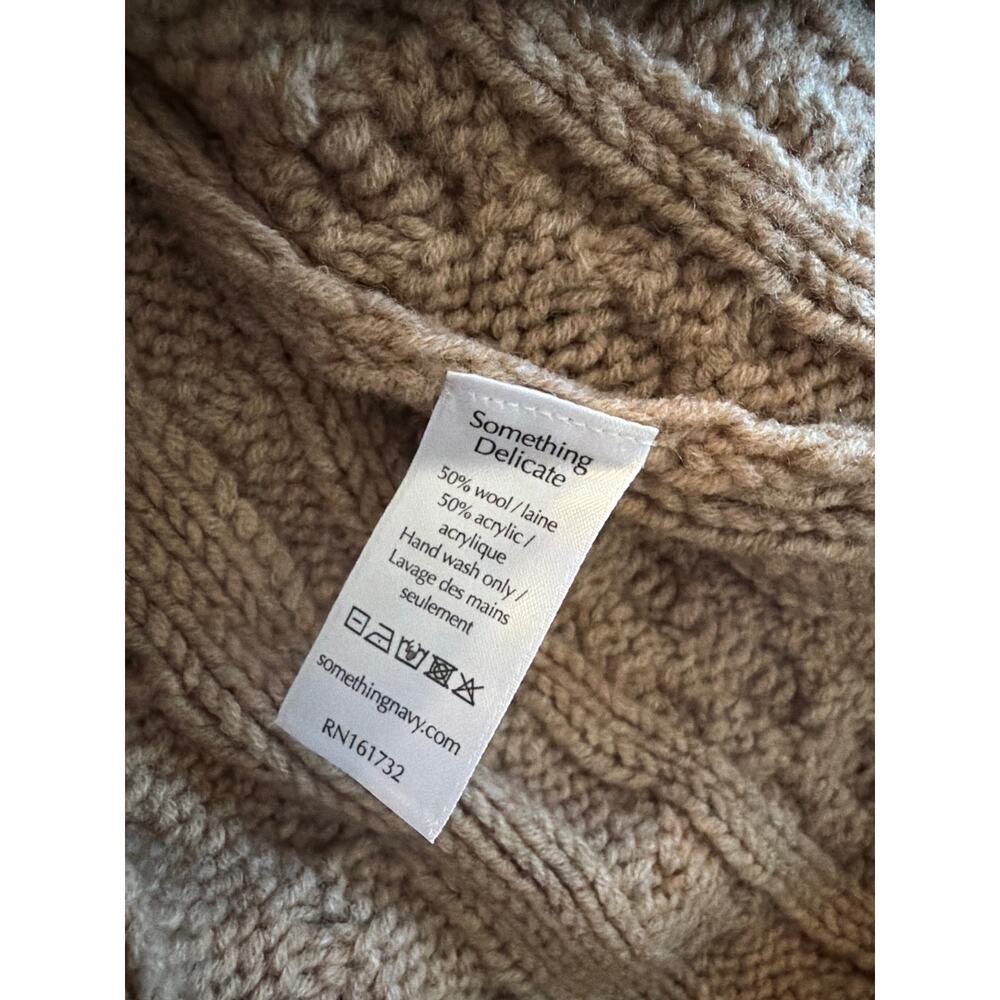 New tan Something navy cableknit sweater fringe skirt sz S $195 - Picture 6 of 6